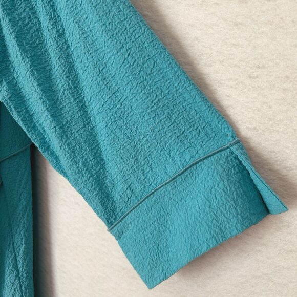Ali Miles Blouse Women 3X Turquoise Texturd Lagenlook Comfy Classic Asymmetrical - Picture 10 of 14